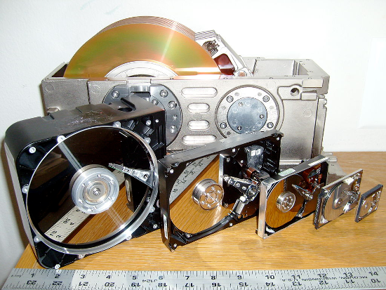 Photo of six hard drive form factors